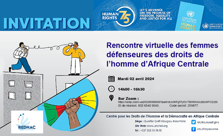 R&eacute;union virtuelle des Femmes D&eacute;fenseures des droits de l'homme d'Afrique Centrale